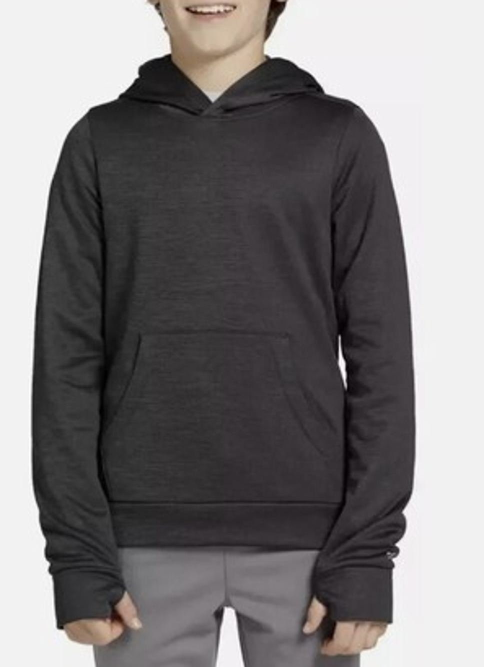DSG Boy's Large Heather Pure Black/Dark Gray Tricot Athletic Hoodie J12-4